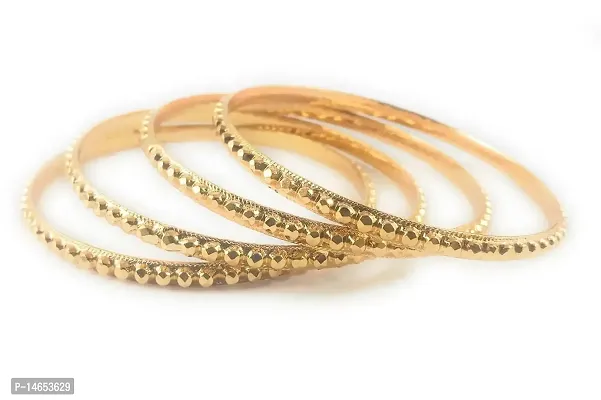 CUTE GOLD 1 Gram Gold Plated Copper Traditional Plain Bangle Set for Women  Girls-thumb3