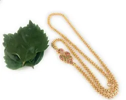 CUTE GOLD One Gram Micro Gold Plated Traditional Designer American Diamond Stone Mugappu Chain for Women  Girls-thumb2