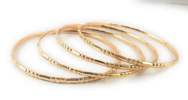 CUTE GOLD 1 Gram Gold Plated Copper Traditional Plain Bangle Set for Women  Girls-thumb2