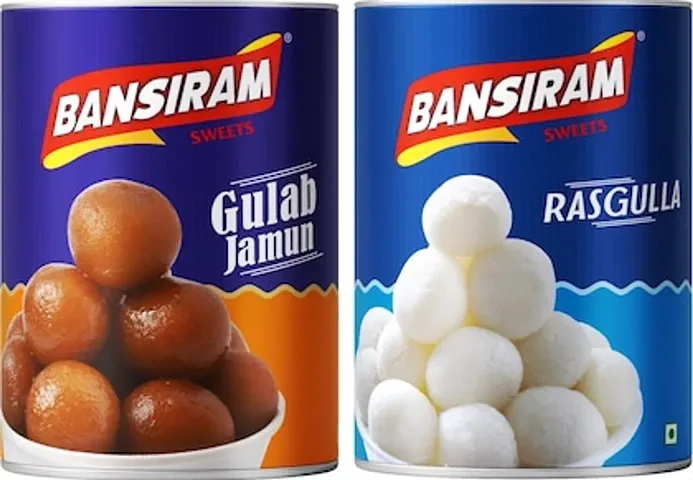 BANSIRAM GULAB JAMUN  RASGULLA  01 KG TIN COMBO