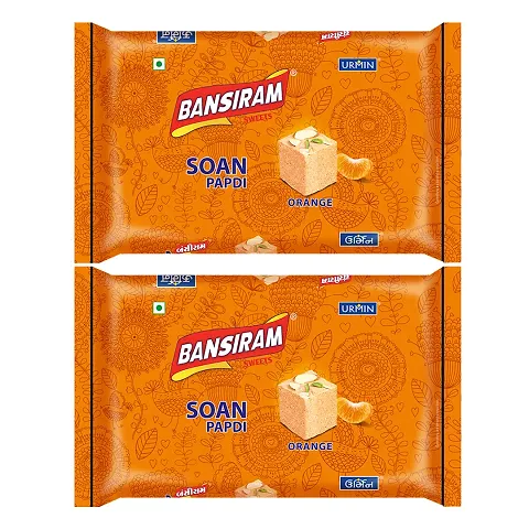 Bansiram Sweets Soan Papdi Orange Box (Pack of 2 - 250GM) - 500GM