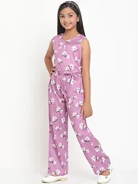 Purple Floral Print Crepe Jumpsuit-thumb2