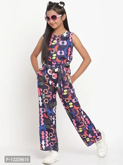 Multicolor Floral Print Crepe Jumpsuit-thumb5