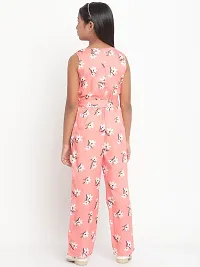 Peach Floral Print Crepe Jumpsuit-thumb1