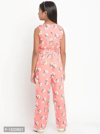 Peach Floral Print Crepe Jumpsuit-thumb2