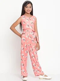 Peach Floral Print Crepe Jumpsuit-thumb3