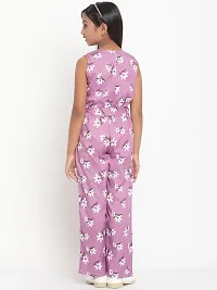 Purple Floral Print Crepe Jumpsuit-thumb1