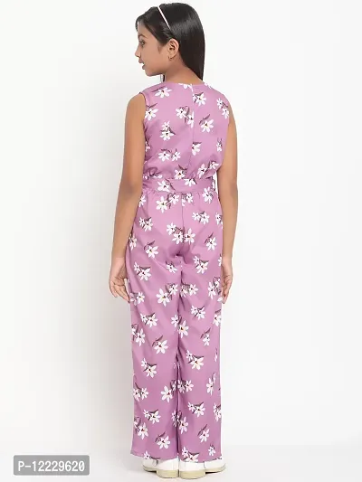 Purple Floral Print Crepe Jumpsuit-thumb2