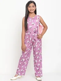 Purple Floral Print Crepe Jumpsuit-thumb4