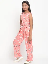 Peach Floral Print Crepe Jumpsuit-thumb2