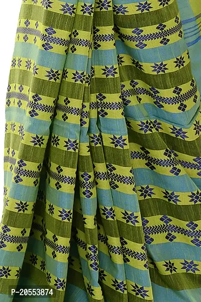 Rupanjali Women's Khadi Cotton Saree With Blouse Piece (Rs_Bh001_Green  Blue)-thumb5