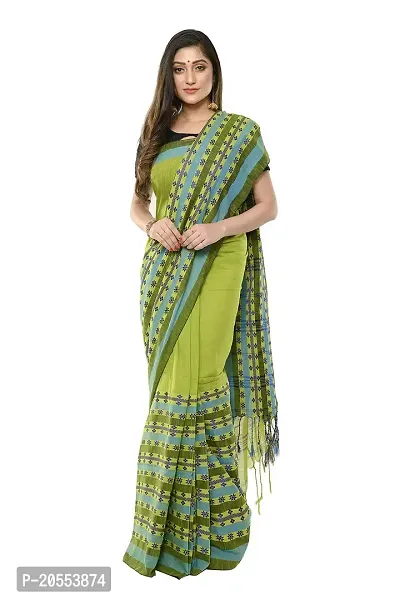 Rupanjali Women's Khadi Cotton Saree With Blouse Piece (Rs_Bh001_Green  Blue)-thumb2