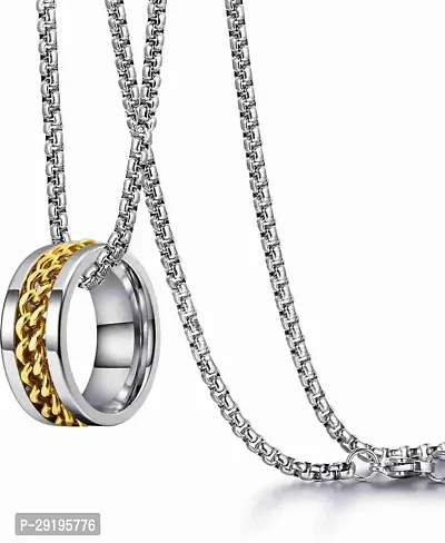 Alluring Silver Alloy Crystal Chain with Pendant for Men-thumb0