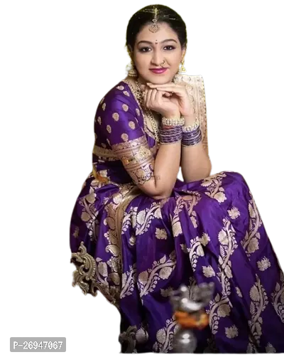 Stylish nbsp;Litchi Silk Printed Saree with Blouse piece-thumb0