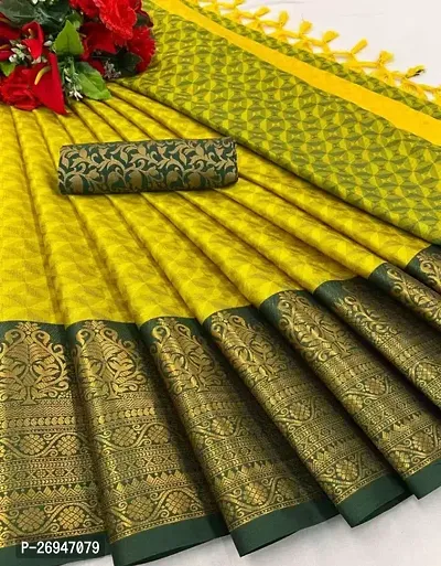 Stylish Cotton Silk Printed Saree with Blouse piece-thumb0