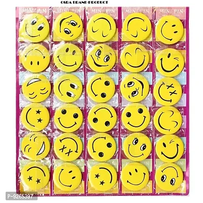 4 cm Smiley Emoji Colourful Expressions Button Pins Badge Brooch - Set of 30 - Birthday, Office and Theme Party-thumb0