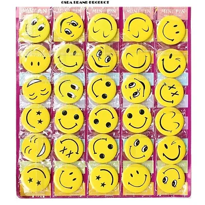 4 cm Smiley Emoji Colourful Expressions Button Pins Badge Brooch - Set of 30 - Birthday, Office and Theme Party