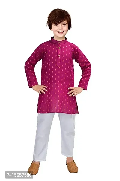 Trendy Boys Cotton Blend Regular Punjabi Kurta Pajama Set-thumb0