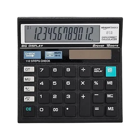 Basics AB-512 12-Digit Display Calculator (Black)