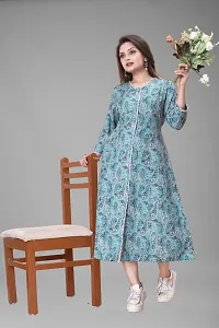 WOMEN COTTON SILK PRINTED BLUE  KURTI-thumb2