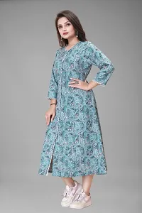 WOMEN COTTON SILK PRINTED BLUE  KURTI-thumb3