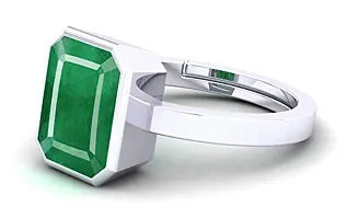LMDPRAJAPATIS Certified Natural Zambian Emerald Panna Silver plated rectangle panchdhatu Adjustable Ring for Women's and Men's 3.25 Ratti / 2.70 Carat-thumb3