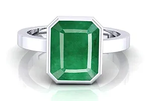 LMDPRAJAPATIS Certified Natural Zambian Emerald Panna Silver plated rectangle panchdhatu Adjustable Ring for Women's and Men's 3.25 Ratti / 2.70 Carat-thumb2