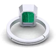 LMDPRAJAPATIS Certified Natural Zambian Emerald Panna Silver plated rectangle panchdhatu Adjustable Ring for Women's and Men's 3.25 Ratti / 2.70 Carat-thumb4
