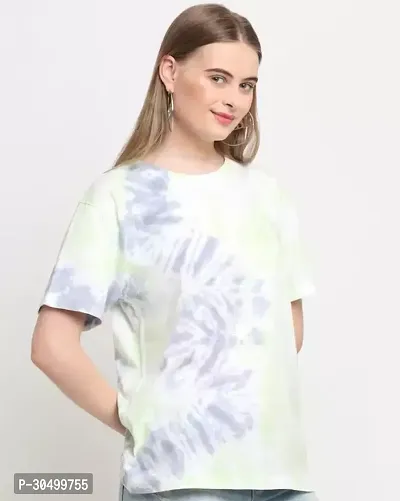 Elegant Multicoloured Cotton Self Design Tshirt For Women-thumb3