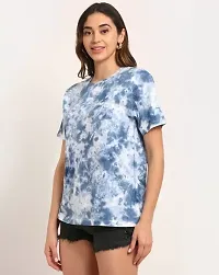 Elegant Multicoloured Cotton Self Design Tshirt For Women-thumb2