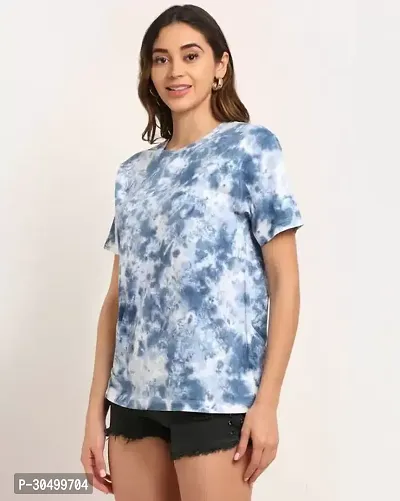 Elegant Multicoloured Cotton Self Design Tshirt For Women-thumb3