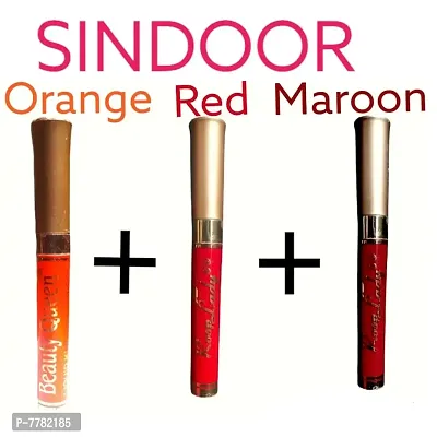 SINDOOR, VERMILLION, LIQUID SINDOOR PACK OF 3 COMBO 1PC ORANGE, 1PC RED , 1PC MAROON EACH 20ML