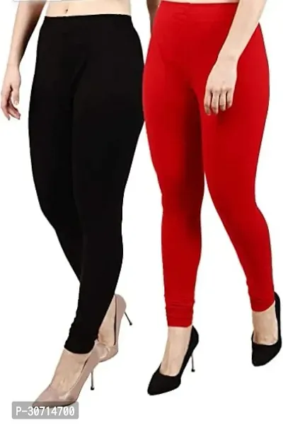 Fabulous Multicoloured Cotton Blend Solid Leggings For Women Pack Of 2