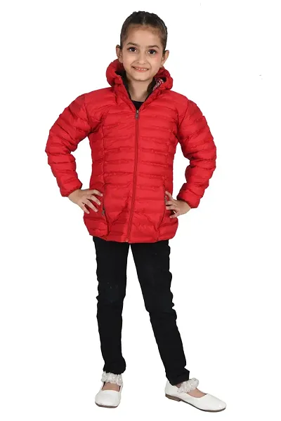 Stylish Red Cotton Blend Jackets For Girls