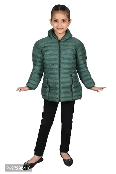 Stylish Green Cotton Blend Jackets For Girls-thumb0