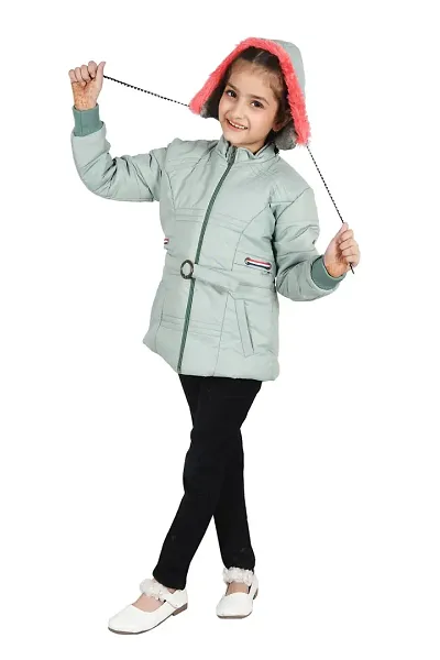 Stylish Green Cotton Blend Jackets For Girls