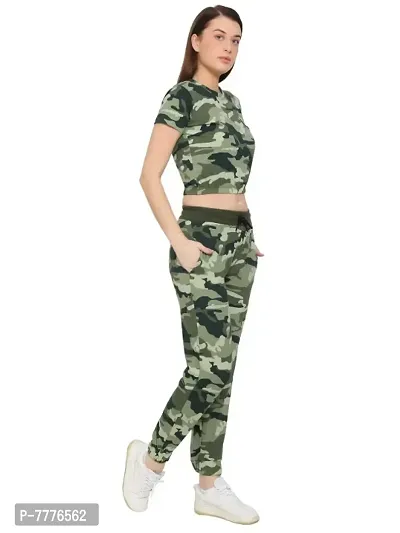 Womens Round Neck Printed Track Suit with Crop Top Co-ord Set-thumb2