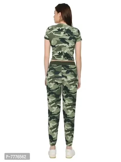 Womens Round Neck Printed Track Suit with Crop Top Co-ord Set-thumb3