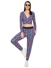 Womens Round Neck Printed Track Suit with Crop Top | Streachable | Co-ord Set-thumb2