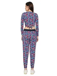 Womens Round Neck Printed Track Suit with Crop Top | Streachable | Co-ord Set-thumb3