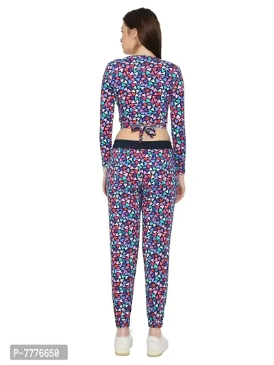 Womens Round Neck Printed Track Suit with Crop Top | Streachable | Co-ord Set-thumb4