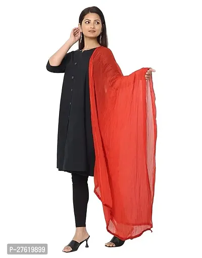 Rawat Readymade Garments 2.25 Meters Solid Chiffon Dupatta/Chunni/Scarf In Orange Colour-thumb0