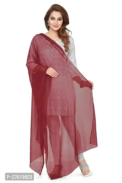 Rawat Readymade Garments 2.25 Meters Solid Chiffon Dupatta/Chunni/Scarf In Brown Colour