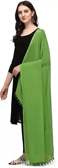 Rawat Readymade Garments 2.25 Meters Solid Chiffon Dupatta/Chunni/Scarf In Mint Green Colour