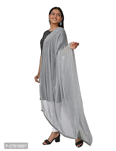 Rawat Readymade Garments 2.25 Meters Solid Chiffon Dupatta/Chunni/Scarf In Grey Colour-thumb0