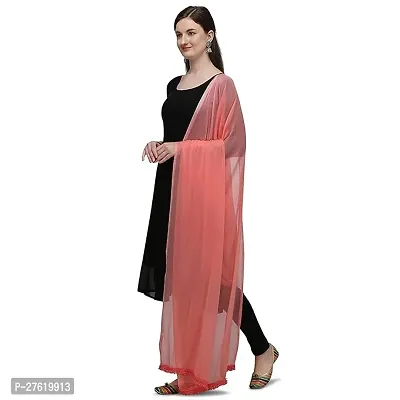 Rawat Readymade Garments 2.25 Meters Solid Chiffon Dupatta/Chunni/Scarf In Peach Colour-thumb0