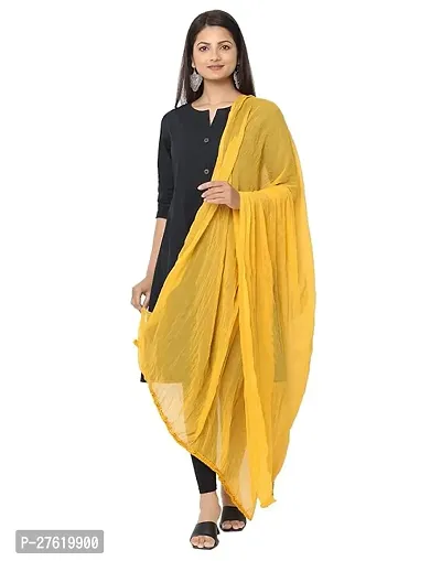 Rawat Readymade Garments 2.25 Meters Solid Chiffon Dupatta/Chunni/Scarf In Yellow Colour-thumb0