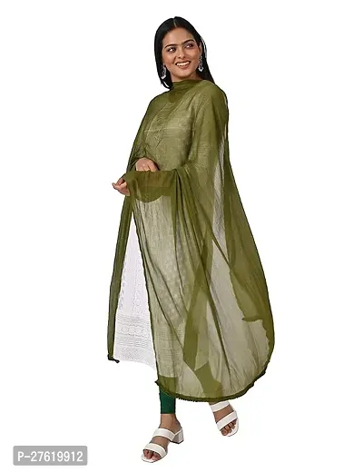 Rawat Readymade Garments 2.25 Meters Solid Chiffon Dupatta/Chunni/Scarf In Olive Colour-thumb0