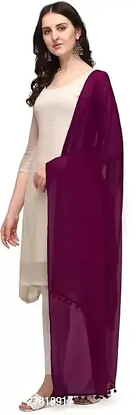 Rawat Readymade Garments 2.25 Meters Solid Chiffon Dupatta/Chunni/Scarf In Dark Purple Colour