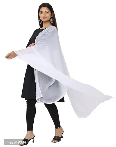 Rawat Readymade Garments 2.25 Meters Solid Chiffon Dupatta/Chunni/Scarf In White Colour-thumb0